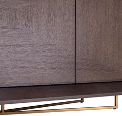 Casa Padrino buffet de luxe moka / laiton 180 x 50 x H. 80,5 cm - Armoire en placage de chêne avec 4 portes - Meuble de luxe - Meuble d'hôtel - Ameublement de luxe