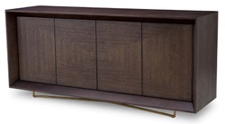 Casa Padrino buffet de luxe moka / laiton 180 x 50 x H. 80,5 cm - Armoire en placage de chêne avec 4 portes - Meuble de luxe - Meuble d'hôtel - Ameublement de luxe