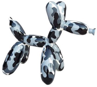 Casa Padrino escultura decorativa de diseño de lujo perro de globo negro / gris / blanco 100 cm - Figura decorativa grande XXL - Escultura decorativa XXL - Esculturas y figuras decorativas XXL