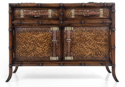 Casa Padrino luxury vintage style sideboard brown 114 x 50 x H. 80 cm - Solid wood cabinet with 2 drawers and 2 doors - Solid wood furniture - Vintage style furniture - Luxury furniture