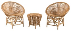 Casa Padrino Luxury Bamboo Garden Furniture Set Natural - 2 Bamboo Garden Chairs & 1 Bamboo Garden Table - Garden Furniture - Bamboo Furniture - Luxury Furniture
