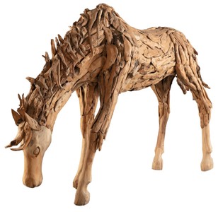 Casa Padrino escultura decorativa de lujo caballo natural 250 x 60 x A. 150 cm - Escultura de jardín enorme - Escultura de tamaño natural - Escultura decorativa XXL - Figura decorativa XXL