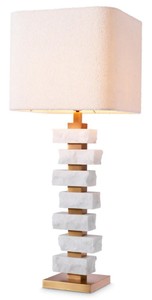 Casa Padrino lampada da tavolo di lusso bianco / ottone antico / crema 35,5 x 35,5 x A. 89 cm - Lampada da scrivania con paralume quadrato - Lampade da tavolo - Lampade da scrivania
