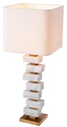 Casa Padrino lámpara de mesa de lujo blanco / latón antiguo / crema 35,5 x 35,5 x A. 89 cm - Lámpara de escritorio con pantalla cuadrada - Lámparas de mesa de lujo - Lámparas de escritorio