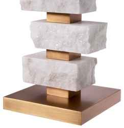 Casa Padrino lámpara de mesa de lujo blanco / latón antiguo / crema 35,5 x 35,5 x A. 89 cm - Lámpara de escritorio con pantalla cuadrada - Lámparas de mesa de lujo - Lámparas de escritorio