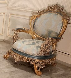 Casa Padrino poltrona da soggiorno barocco di lusso turchese / crema / oro - Poltrona in stile barocco fatta a mano - Mobili da soggiorno di lusso in stile barocco - Mobili barocchi
