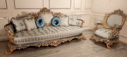 Luxus Barock Wohnzimmer Sofa Türkis Creme Gold Luxury Baroque Living Room Sofa Turquoise Cream Gold