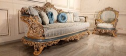 Luxus Barock Wohnzimmer Sofa Türkis Creme Gold Luxury Baroque Living Room Sofa Turquoise Cream Gold