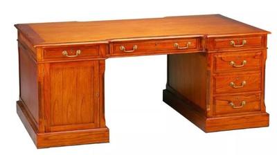 Casa Padrino escritorio de lujo marrón claro / tapa de madera 190 x 105 x A. 79 cm - secretaria de estilo antiguo de madera maciza con 6 cajones