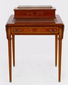 Casa Padrino escritorio barroco de lujo marrón claro / cuero auténtico marrón plegable 104 x 49 x H. 80 cm - secretaria de estilo antiguo de madera maciza con cajón