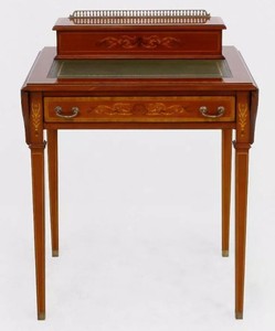 Casa Padrino escritorio barroco de lujo marrón claro / cuero real verde plegable 104 x 49 x H. 80 cm - secretaria de estilo antiguo de madera maciza con cajón