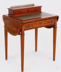 Casa Padrino escritorio barroco de lujo marrón claro / cuero real verde plegable 104 x 49 x H. 80 cm - secretaria de estilo antiguo de madera maciza con cajón