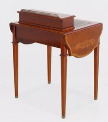 Casa Padrino escritorio barroco de lujo marrón claro / cuero real verde plegable 104 x 49 x H. 80 cm - secretaria de estilo antiguo de madera maciza con cajón
