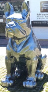 Casa Padrino escultura decorativa de lujo perro bulldog plata 220 x 130 x A. 250 cm - Enorme escultura de jardín - Enorme figura de jardín - Escultura decorativa XXL - Figura XXL