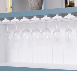 Landhausstil Massivholz Barschrank Weinschrank Blau Weiß Country Style Solid Wood Bar Cabinet Wine Cabinet Blue White
