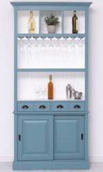 Landhausstil Massivholz Barschrank Weinschrank Blau Weiß Country Style Solid Wood Bar Cabinet Wine Cabinet Blue White