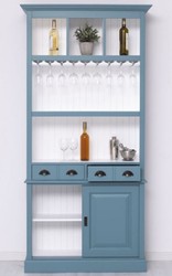 Landhausstil Massivholz Barschrank Weinschrank Blau Weiß Country Style Solid Wood Bar Cabinet Wine Cabinet Blue White