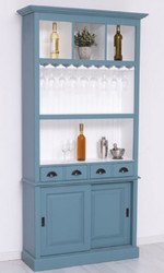 Landhausstil Massivholz Barschrank Weinschrank Blau Weiß Country Style Solid Wood Bar Cabinet Wine Cabinet Blue White