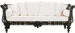 Casa Padrino Luxury Baroque Wrought Iron Furniture Set Dark Brown / White - 2 Sofas & 1 Coffee Table - Living Room Furniture - Garden Furniture - Luxury Baroque Furniture