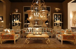 Casa Padrino Luxury Baroque Wrought Iron Furniture Set Green / Orange / White - 1 Sofa & 2 Armchairs & 1 Coffee Table - Living Room Furniture - Garden Furniture - Luxury Baroque Furniture