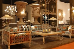 Casa Padrino Luxury Baroque Wrought Iron Furniture Set Green / Orange / White - 1 Sofa & 2 Armchairs & 1 Coffee Table - Living Room Furniture - Garden Furniture - Luxury Baroque Furniture