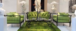 Casa Padrino Luxury Baroque Wrought Iron Furniture Set Green / Black - 1 Sofa & 2 Armchairs & 1 Coffee Table - Living Room Furniture - Garden Furniture - Luxury Baroque Furniture