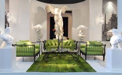 Casa Padrino Luxury Baroque Wrought Iron Furniture Set Green / Black - 1 Sofa & 2 Armchairs & 1 Coffee Table - Living Room Furniture - Garden Furniture - Luxury Baroque Furniture
