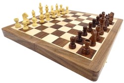 Casa Padrino conjunto de ajedrez de lujo marrón / beige 40 x 40 cm - Ajedrez de madera plegable - Tablero de ajedrez de madera con piezas de ajedrez de madera - Accesorios de lujo