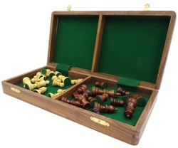 Casa Padrino conjunto de ajedrez de lujo marrón / beige 40 x 40 cm - Ajedrez de madera plegable - Tablero de ajedrez de madera con piezas de ajedrez de madera - Accesorios de lujo