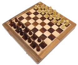 Casa Padrino set di scacchi di lusso marrone / beige 30 x 30 cm - Set di scacchi in legno pieghevole - Scacchiera in legno con pezzi degli scacchi in legno - Accessori di lusso