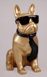 Casa Padrino luxury decorative figure bulldog dog gold / black H. 65 cm - Resin decorative sculpture - Living room decoration - Luxury decorative animal figure