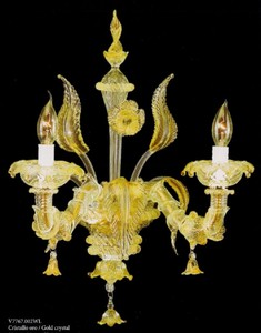 Casa Padrino lampada da parete doppio di lusso oro 25 x 25 x A. 36 cm - Magnifica lampada da parete in vetro di Murano in stile barocco - Luci barocche - Qualità di lusso - Fatto in Italia