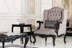 Luxus Barock Massivholz Beistelltisch Schwarz Luxury Baroque Solid Wood Side Table Black