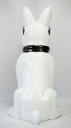 Casa Padrino luxury XXL decorative sculpture dog bulldog with glasses and tie white / black H. 196 cm - Giant garden sculpture - Giant garden figure - XXL decorative sculptures