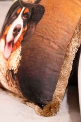 Luxus Designer Deko Kissen mit Fransen Lord Bernhardiner Mehrfarbig Braun Luxury Designer Decorative Pillow with Fringes Lord Saint Bernard Multicolored Brown