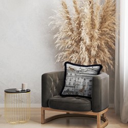 Luxus Designer Deko Kissen mit Fransen Prunkvolles Haus & Tiere Luxury Designer Decorative Pillow with Fringes Magnificent House & Animals
