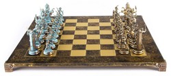Casa Padrino luxury chess set brown / brass 54 x 54 cm - Greek chess set - Brass chess board with chess pieces - Luxury decorative accessories - Luxury chess sets