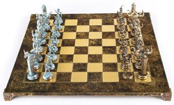 Casa Padrino luxury chess set brown / brass 54 x 54 cm - Greek chess set - Brass chess board with chess pieces - Luxury decorative accessories - Luxury chess sets