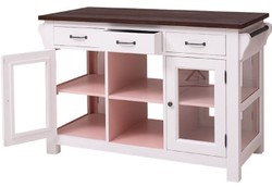 Landhausstil Massivholz Kücheninsel Hellgrau Rosa Dunkelbraun Country Style Solid Wood Kitchen Island Light Gray Pink Dark Brown