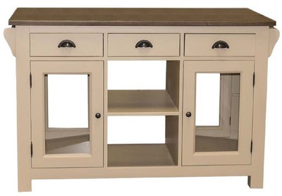 Casa Padrino isola da cucina in stile country beige / marrone scuro 135 x 65 x A. 90 cm - Armadio sala da pranzo in legno massello - Mobile sala da pranzo in stile country