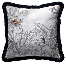 Luxus Designer Deko Kissen mit Fransen Dschungel & Tiere Luxury Designer Decorative Pillow with Fringes Jungle & Animals