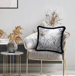 Luxus Designer Deko Kissen mit Fransen Dschungel & Tiere Luxury Designer Decorative Pillow with Fringes Jungle & Animals
