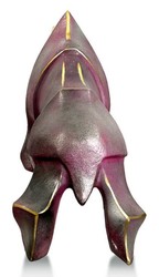 Casa Padrino Escultura Decorativa de Bronce de Diseño de Lujo Rinoceronte Púrpura Metálico / Negro / Oro 53 x 18 x A. 27 cm - Figura Decorativa de Bronce Abstracto - Hecho en Italia