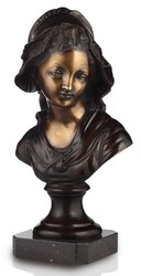 Casa Padrino set di busto da donna Art Nouveau di lusso bronzo con patina / nero A. 55 cm - Sculture decorative in bronzo fatti a mano con base in marmo - Qualità di lusso - Fatto in Italia