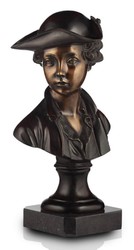 Casa Padrino set di busto da donna Art Nouveau di lusso bronzo con patina / nero A. 55 cm - Sculture decorative in bronzo fatti a mano con base in marmo - Qualità di lusso - Fatto in Italia