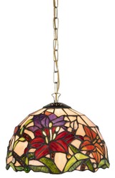 Casa Padrino lampe suspendue Tiffany de luxe multicolore Ø 23 x H. 75 cm - Lampe suspendue Art Déco Tiffany - Lampe suspendue de salon - Lampe suspendue décorative - Luminaires Tiffany