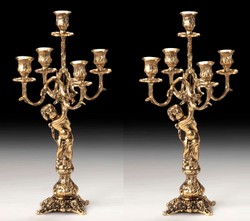 Casa Padrino conjunto de portavelas barroco de lujo oro Ø 24 x A. 45 cm - Portavelas de bronce de estilo barroco hecho a mano - Accesorios barrocos - Interior barroco - noble y magnífico