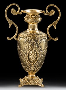 Casa Padrino luxury baroque vase gold 23 x H. 34 cm - Handmade bronze flower vase baroque style - Baroque decorative accessories - Noble & Magnificent