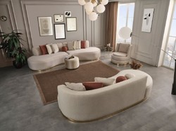 Casa Padrino luxury swivel armchair cream / gold 80 x 85 x H. 81 cm - Living room armchair with fine velvet - Living room furniture - Luxury furniture - Luxury furnishings
