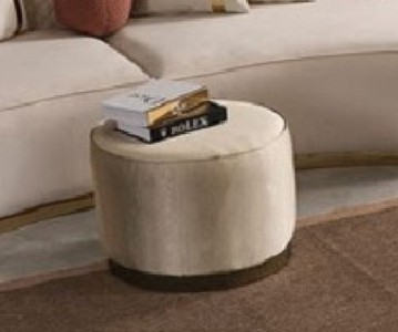 Casa Padrino sgabello di lusso crema / oro Ø 50 x A. 43 cm - Sgabello da salotto rotondo - Mobili da soggiorno - Mobili di lusso - Arredi di lusso